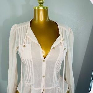 Elegant Cream Button-Up Women's Top